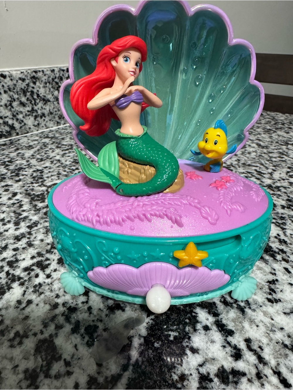 Disney Ariel & Flounder Shell Jewelry Box – Purple, Teal, Red